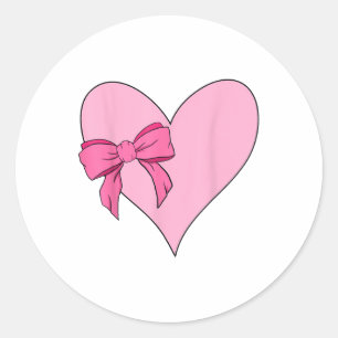 Sticker Rond Filles Valentines Fête Femmes Coeur Bow Ribbon Enf
