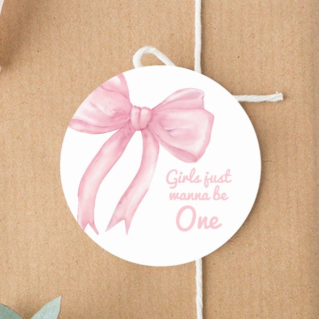 Sticker Rond Filles Veulent Être Un Seul Nœud Rose Coquette Ann (Créateur téléchargé)