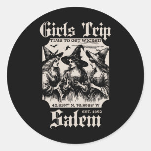 Sticker Rond Filles Voyage Salem 1692 Ils Ont Manqué Une Sorciè