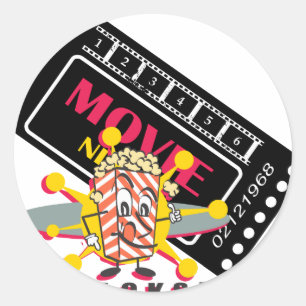 Sticker Rond Film et casse-croûte de maïs éclaté