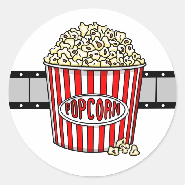Sticker Rond Filmstrip Retro Popcorn et Film (Devant)