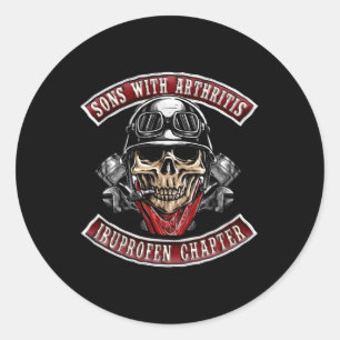 Sticker Rond Fils Avec L'Ibuprofène Chapitre Biker Ski