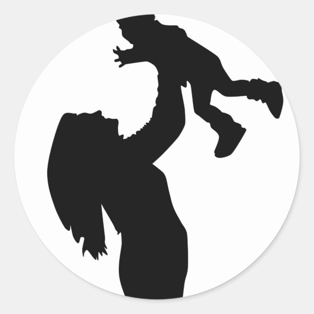 Sticker Rond Fils de la mère Silhouette Fête des mères (Devant)