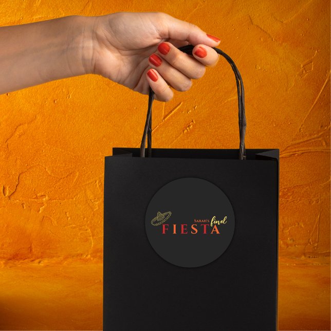 Sticker Rond Finale Fiesta soirée mexicaine de bachelorette (final fiesta mexican sombrero bachelorette party sticker)