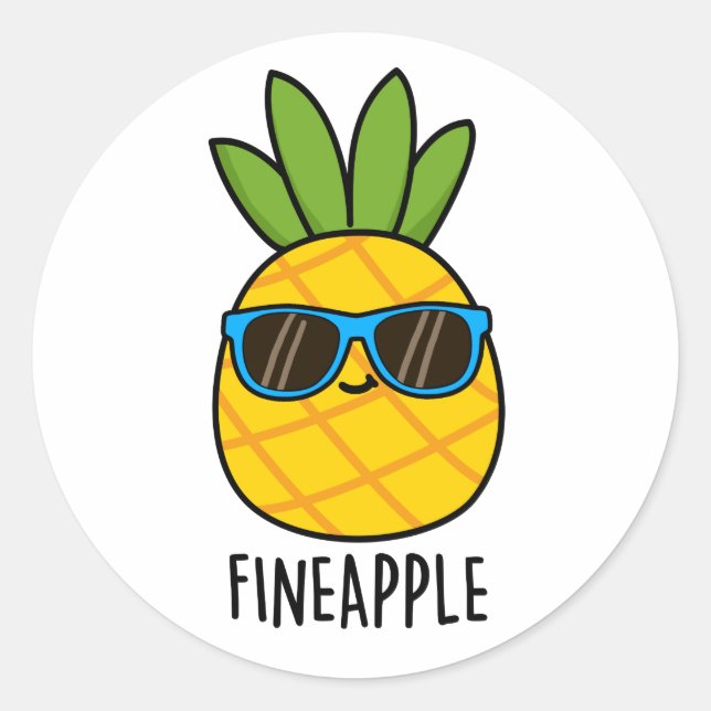 Sticker Rond Fineappy Funny Pun d'ananas (Devant)