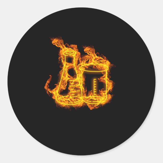 Sticker Rond Fire Scientist Flames Erlenmeyer flask (Devant)