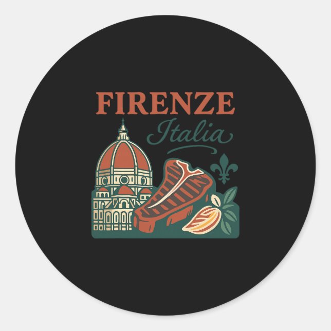 Sticker Rond Firenze Italia Souvenir Florence Italy Food And Tr (Devant)