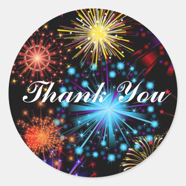 Sticker Rond Fireworks ciel Merci (Devant)