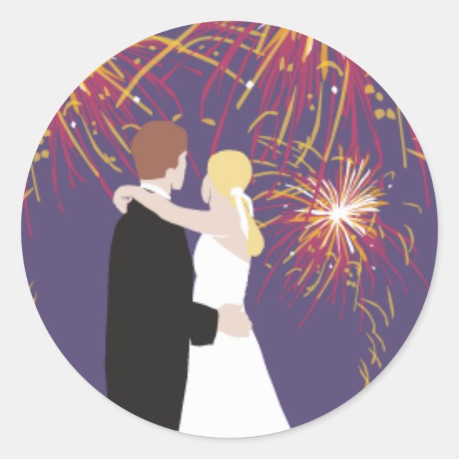 Sticker Rond Fireworks mariage (Devant)