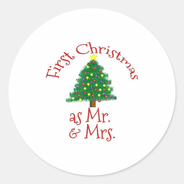 Sticker Rond First Christmas As Mr And Mrs - Matching Newlyweds (Devant)