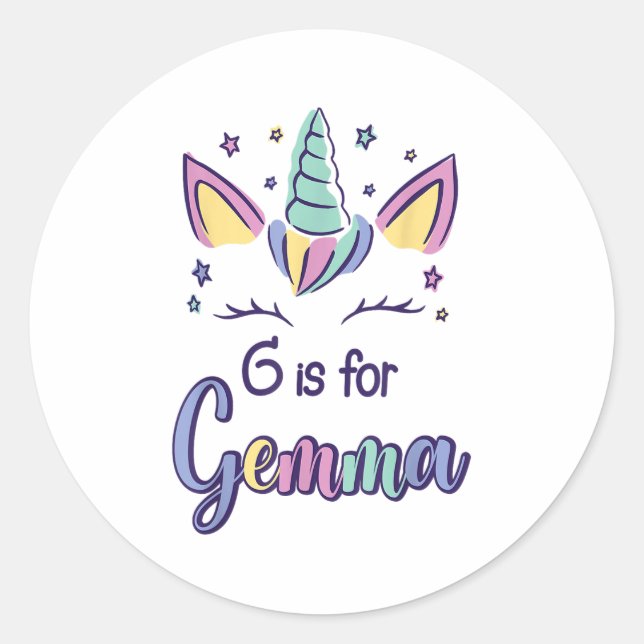 Sticker Rond First Name Gemma D G Is For Gemma  (Devant)