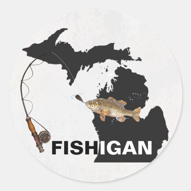 Sticker Rond FISHIGAN noir contour pour la pêche sportive (Devant)