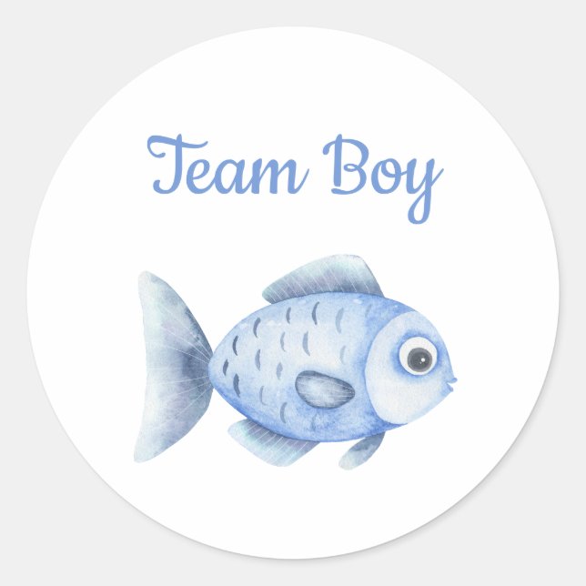 Sticker Rond Fishing Gender Reveal - Team Boy (Devant)