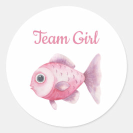 Sticker Rond Fishing Gender Reveal - Team Girl