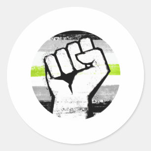 Sticker Rond Fist Circle Imprimé Fierté Agender
