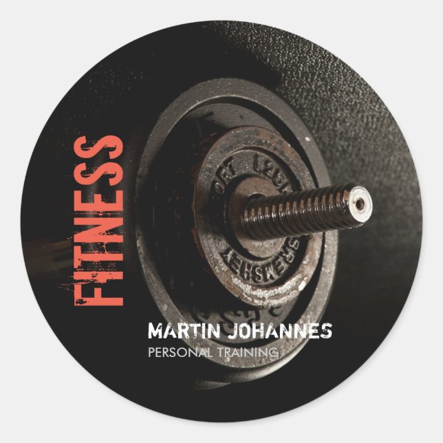 Sticker Rond Fitness Personal Trainer Bodybuilding Modern Sharp (Devant)