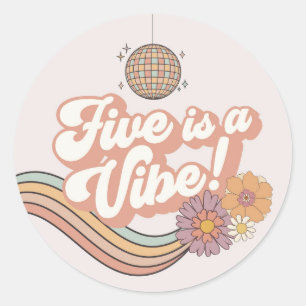 Sticker Rond Five est une Vibe 5e anniversaire fête