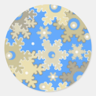 Sticker Rond Flacon de neige bleu clair motif en hiver