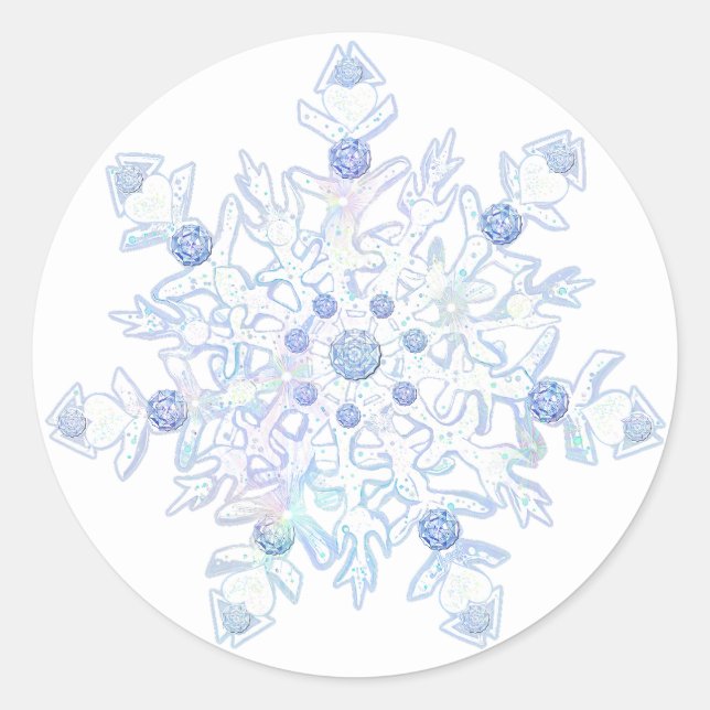 Sticker Rond Flacon de neige bleu glace (Devant)