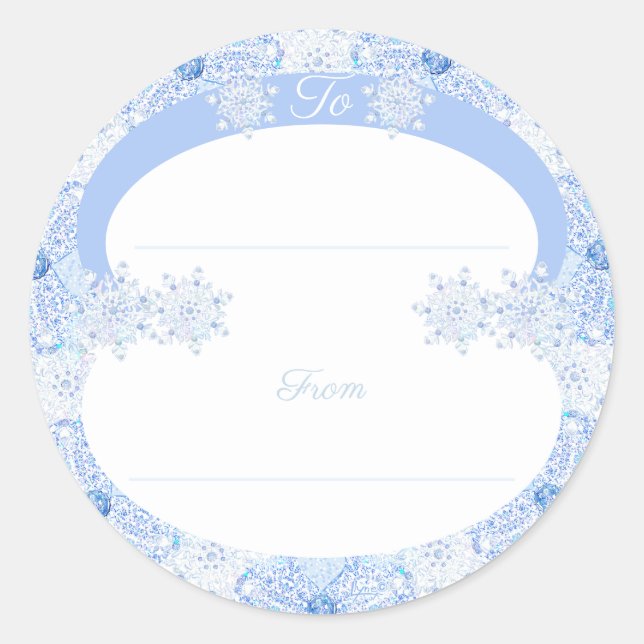 Sticker Rond Flacon de neige bleu glace (Devant)