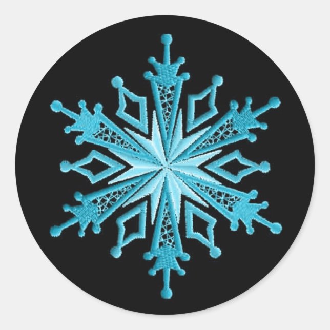 Sticker Rond Flacon de neige bleu glace et noir (Devant)