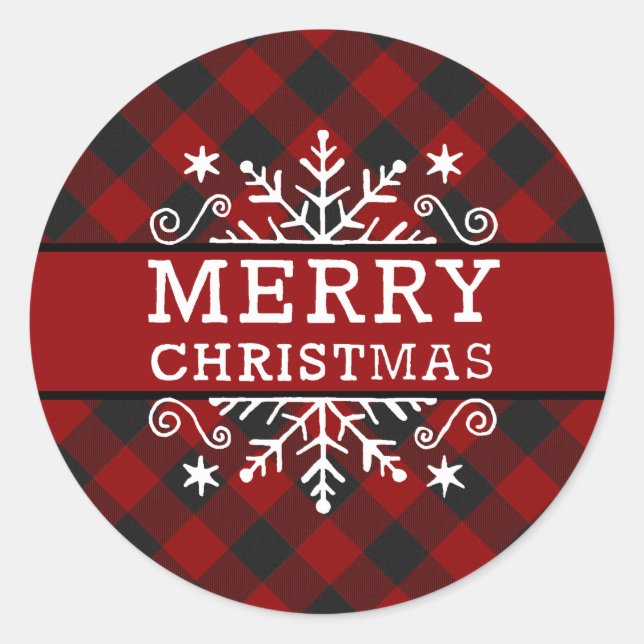 Sticker Rond Flacon de neige Plaid Joyeux Noël (Devant)