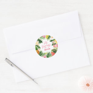 Sticker Rond flamant jaune rose floral tropical chic