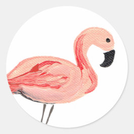 Sticker Rond Flamant rose