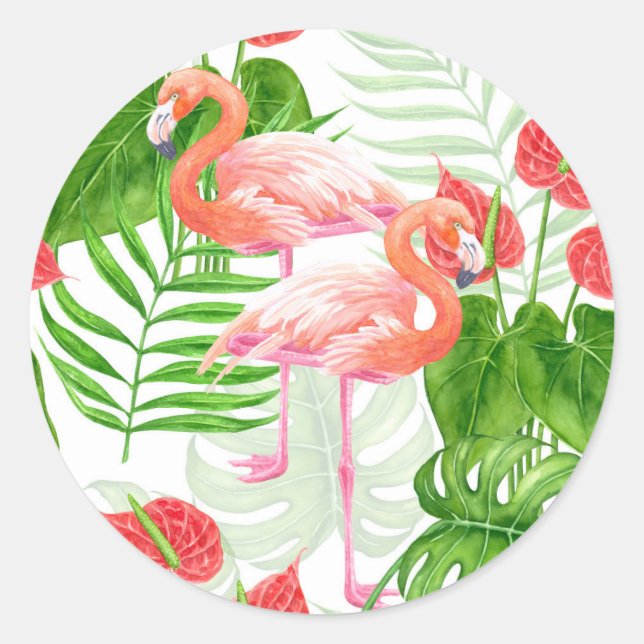 Sticker Rond Flamant rose (Devant)