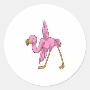 Sticker Rond Flamant rose à Yoga Exercice d'étirement