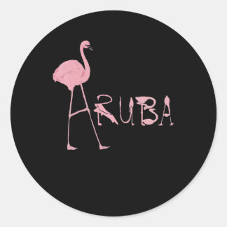 Sticker Rond Flamant rose Aruba