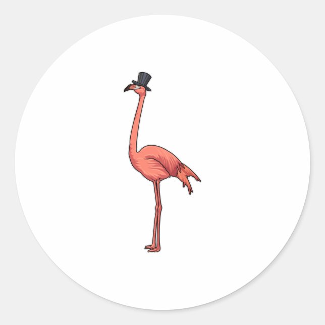Sticker Rond Flamant rose avec Casquette (Devant)