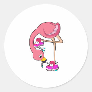 Sticker Rond Flamant rose avec chaussures