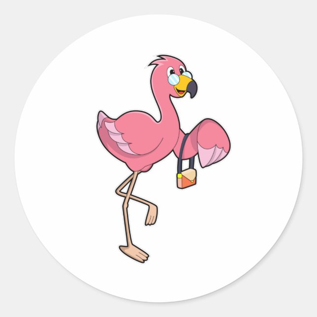 Sticker Rond Flamant rose avec purge (Devant)