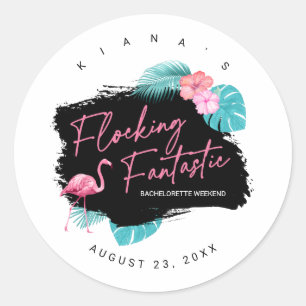 Sticker Rond Flamant rose Bachelorette Fantastic V2 ID930