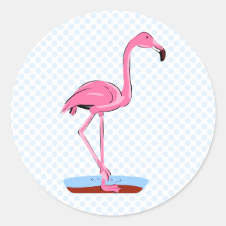 Sticker Rond Flamant rose Fanny