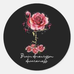 Sticker Rond Flamant rose Hope Burgundy Ribbon Cerveau Aneurysm