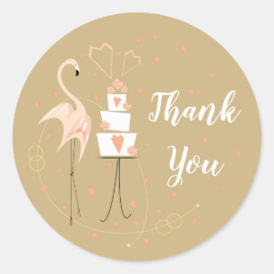 Sticker Rond Flamant rose Mariage Merci rond Classic Round St
