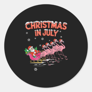 Sticker Rond Flamant rose Noël En Juillet Noël Été Noël W