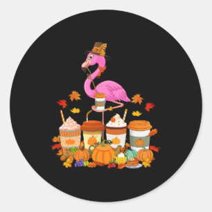 Sticker Rond Flamant rose portant Casquette Automne Cups de caf