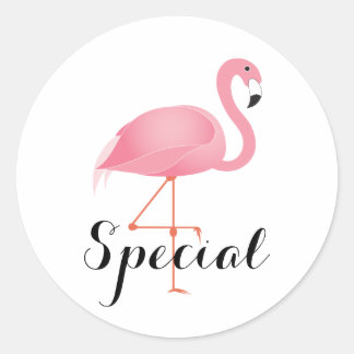 Sticker Rond Flamant rose rose
