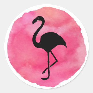 Sticker Rond Flamant rose rose