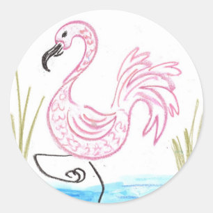 Sticker Rond Flamant rose rose #13