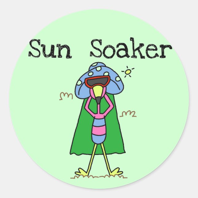 Sticker Rond Flamant rose Sun Soaker Tshirts et cadeaux (Devant)