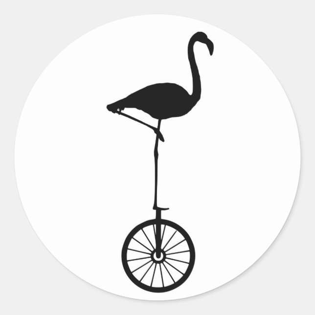 Sticker Rond Flamant rose sur une roue une silhouette irréguliè (Devant)