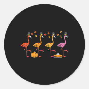 Sticker Rond Flamants roses d'action de grâce drôle Automne Aut