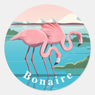 Sticker Rond Flamants sur l'île caribéenne de Bonaire