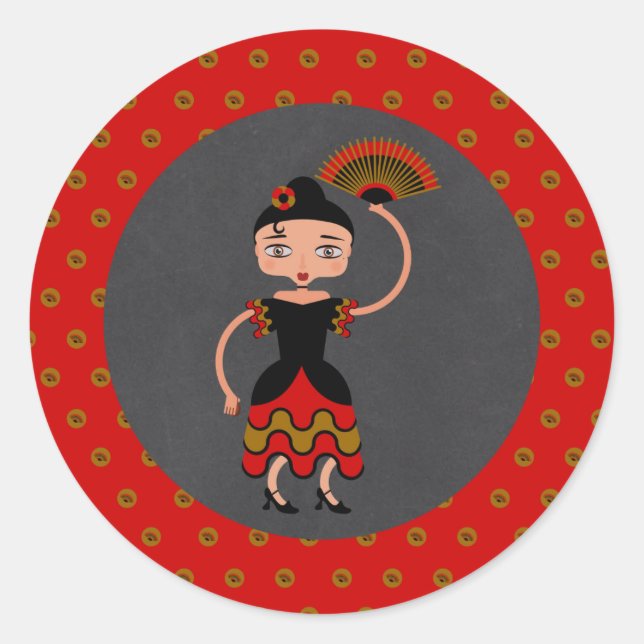 Sticker Rond Flamengo espagnol fête d'anniversaire (Devant)