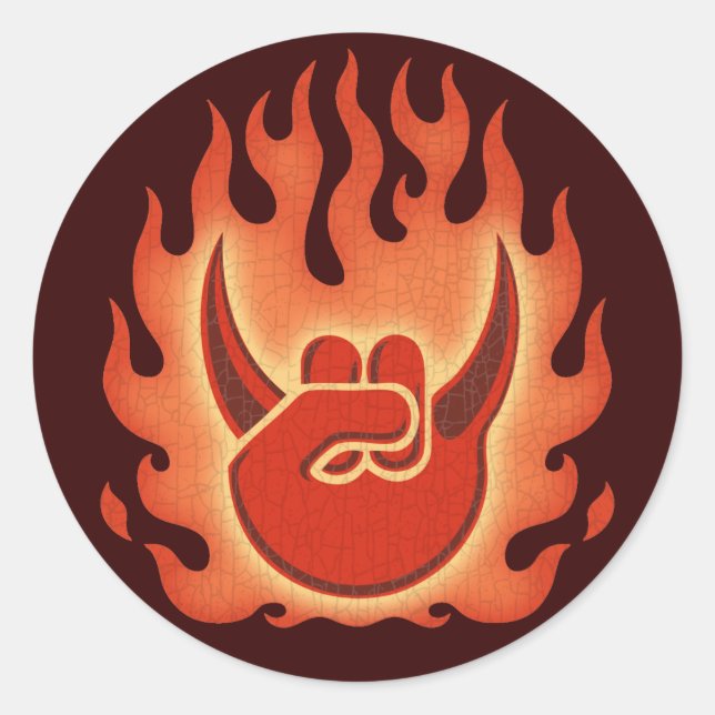 Sticker Rond Flames du démon (Devant)
