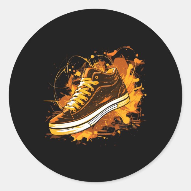 Sticker Rond Flames Et Basket D'Incendie Pour Acheteur De Chaus (Devant)